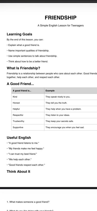 English level 2/lesson4